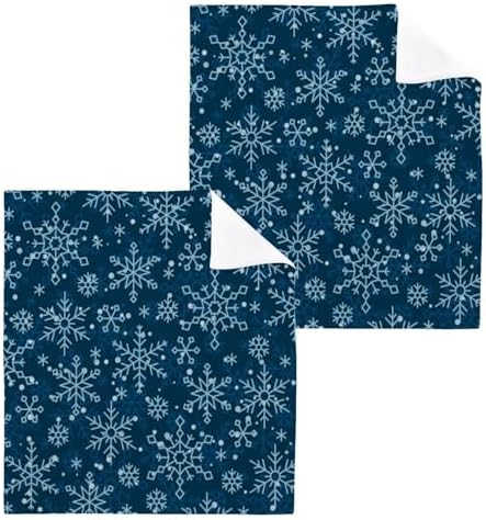 Blue Snowflake Washcloth 2-Pack Soft Absorbent Cotton Baby Face Towels