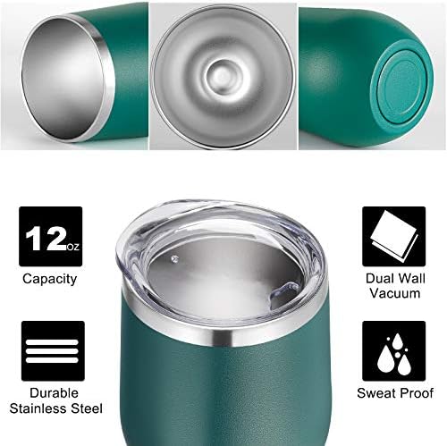VEGOND Double Wall Stainless Steel Wine Tumbler with Lid and Straw