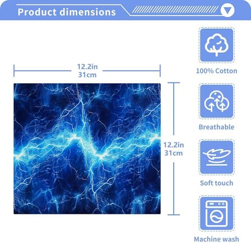 Fast-Drying 12x12 Inch Blue Lightning Washcloth Set