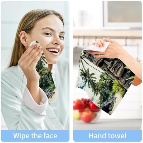 Stunning 4-Piece Washcloth Set Tiki Print Soft Absorbent