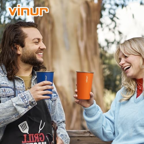 Stainless Steel Pint Glasses 4-Pack 16 Oz Child-Friendly Durable Eco-Friendly