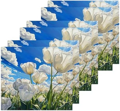 White Tulips Washcloth Set Perfect for Hands Face and Body