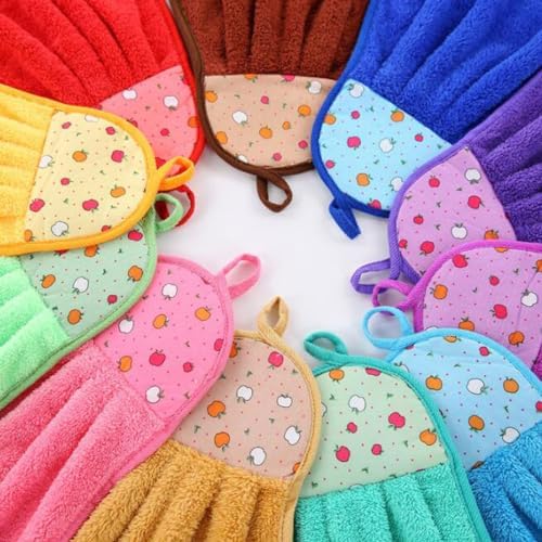 6 Pcs Cute Fruit Design Hand Towels for Kids with Hanging Loop