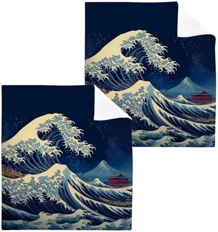 YETTASBIN Sea Waves Washcloths 2 Pack