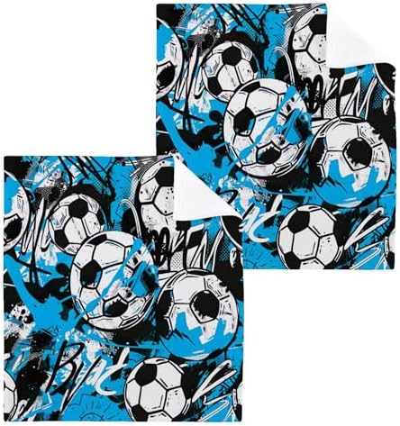 Two-Piece Football Graffiti Washcloth Soft AbsorbentReusable bath towel