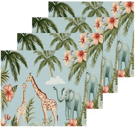 Xigua Giraffes and Elephants Washcloth Set