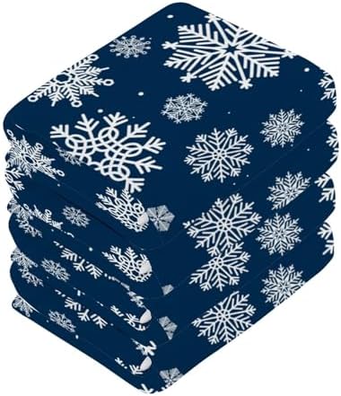 Clean Soft Blue Snowflakes Washcloth Set