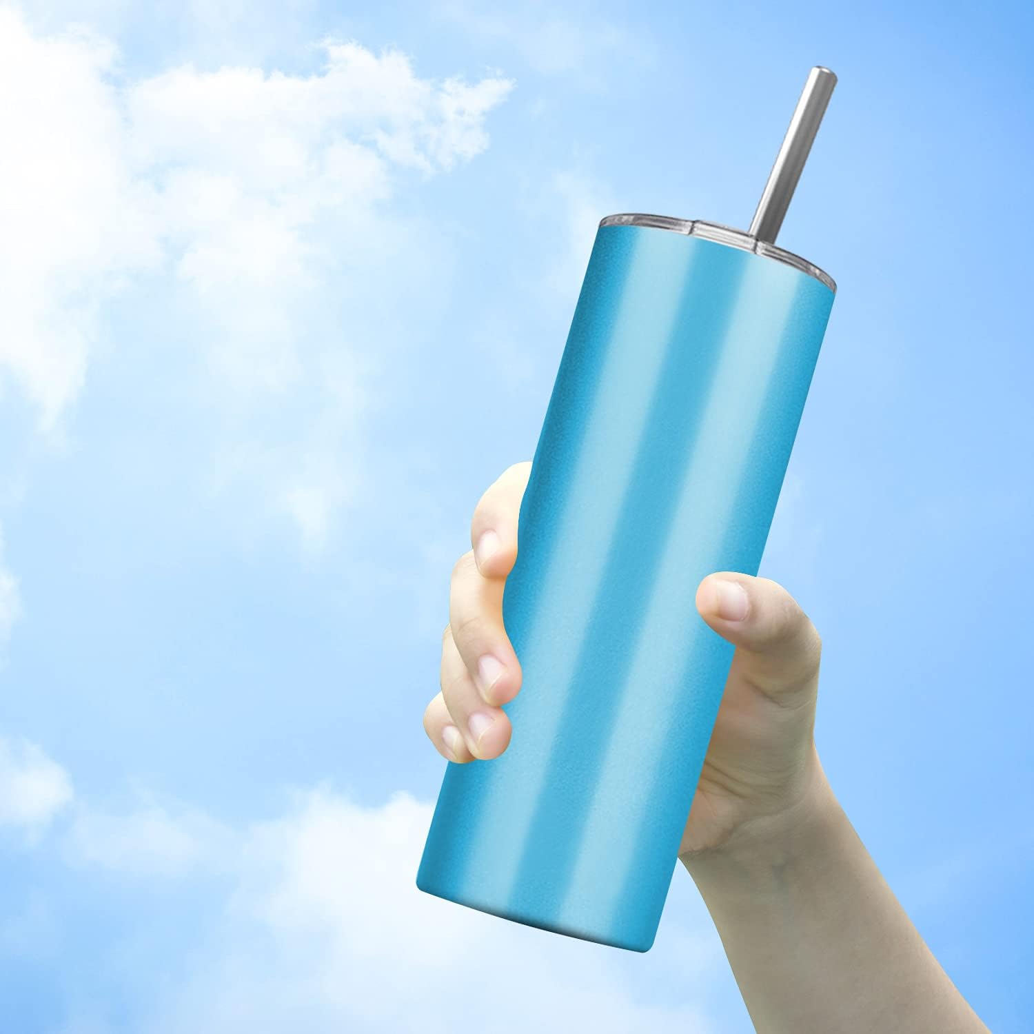 8 Pack Stainless Steel Tumbler with Straw and Brush