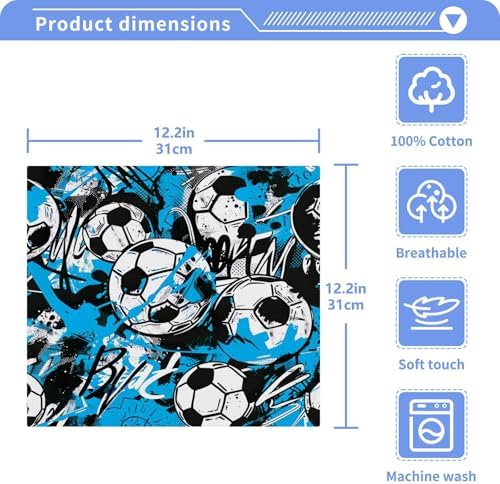 Two-Piece Football Graffiti Washcloth Soft AbsorbentReusable bath towel