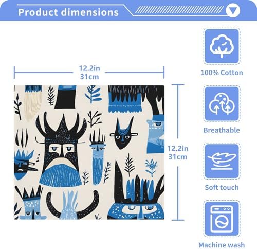 Xigua Scandinavian Viking Washcloths Set of 2 12x12 Inch
