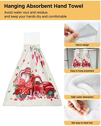 Valentines Day Heart Plaid Hand Tie Towels Set