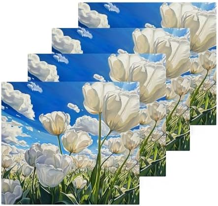 White Tulips Washcloth Set Perfect for Hands Face and Body