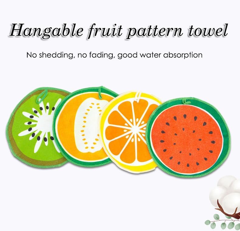 AKOAK Cartoon Fruit Pattern Hand Towels Pack of 4