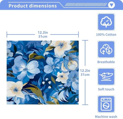 Blue Flower Washcloth Set Reusable Soft for Baby Daily Use