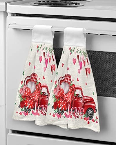 Valentines Day Heart Plaid Hand Tie Towels Set