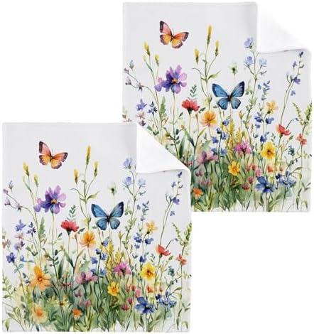 Xigua Wildflowers High-Quality Washcloth Set for Easy Cleaning and Drying