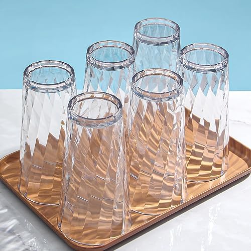 HONGBOLI Unbreakable Shatterproof Plastic Drinking Glasses Set of 6