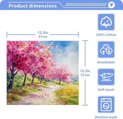Xigua Peach Tree Washcloth Set 12x12 inch Fast Drying
