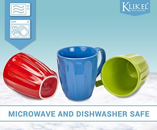 Klikel Coffee Mugs Set of 6 - Fluted Ceramic Mugs for Daily Use