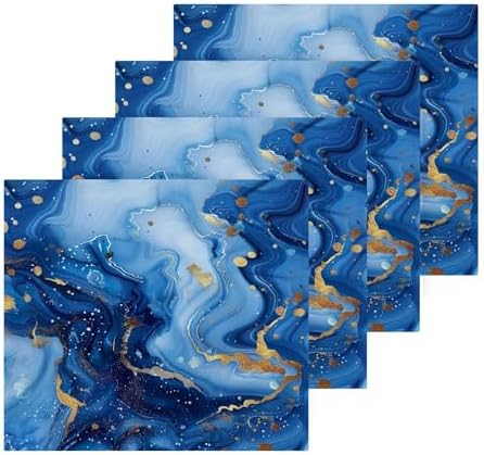 Blue Gold Marble Washcloths 2 Pack