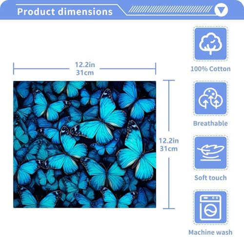 Blue Butterfly Washcloth Set Soft and Reusable