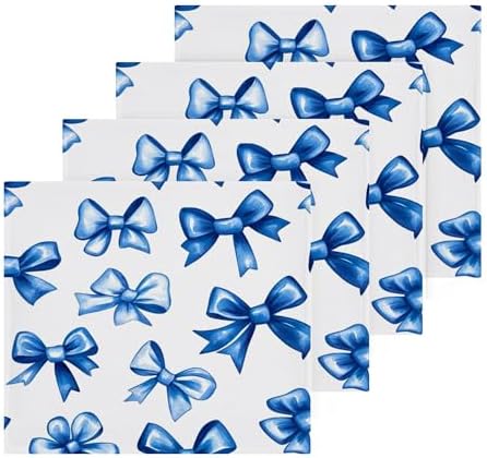 Xigua Blue Bows Washcloth Set - Fast Drying Hypoallergenic Soft Absorbent