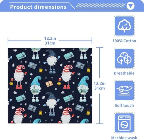 Xigua Christmas Gnome Washcloth Set - multi-purpose soft drying towels