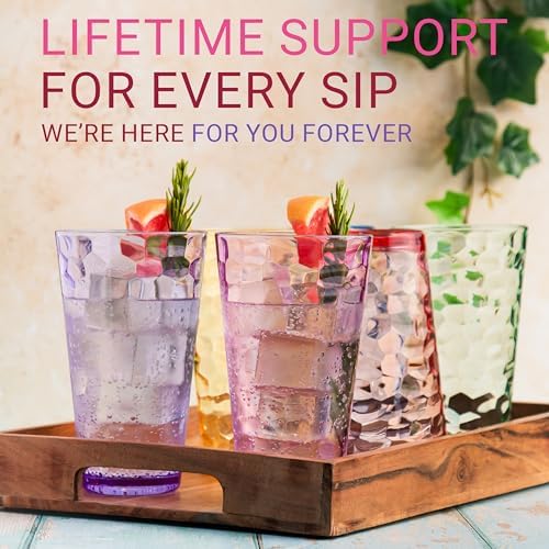 12-Piece Hammered Plastic Tumbler Set for Coffee Tea and Cocktails