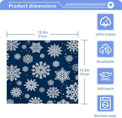 Clean Soft Blue Snowflakes Washcloth Set