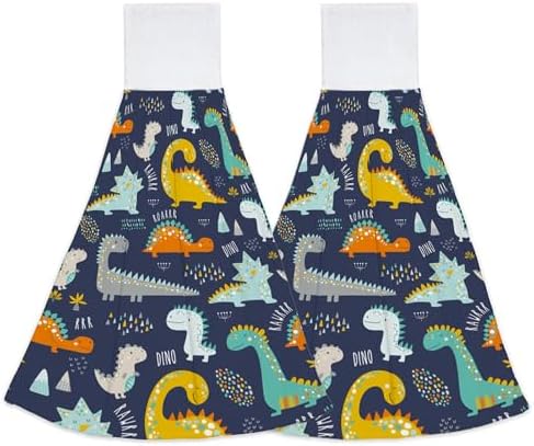 Elightvap Funny Kids Dinosaurs Hanging Kitchen Towels Set of 2