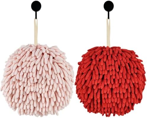 Chenille Fuzzy Ball Hand Towels for the Bathroom - Quick Dry Absorbent