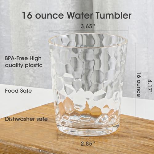 BPA-Free Plastic Tumblers 6 Pack Reusable Dishwasher Safe