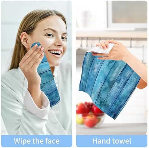 Wooden Texture Washcloths 2 Pack - Soft Absorbent Cotton Face Towels