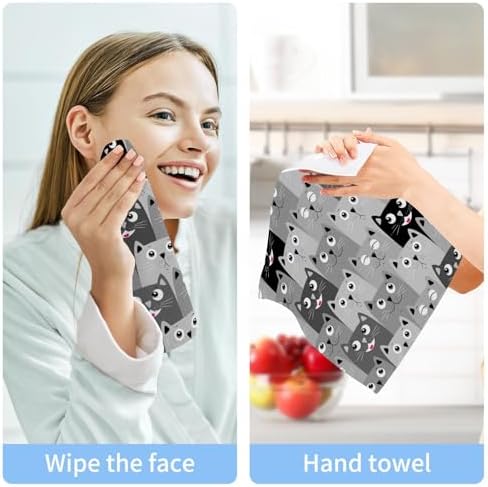 Kigai Cute Cats Washcloth Set Soft Absorbent
