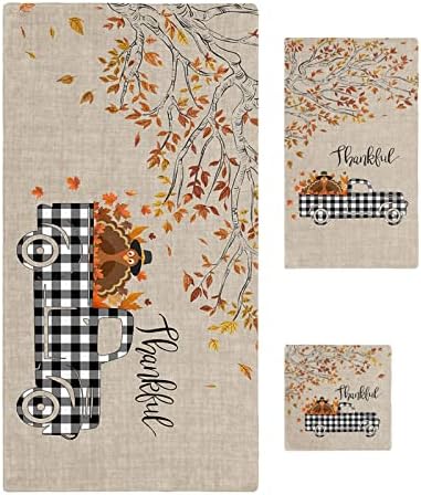 Thanksgiving Bath Towels Set 3-Piece Soft Absorbent Ugly Christmas Sweater Style