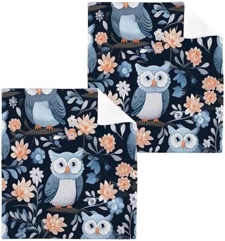 Yettasbin Owl Washcloth 2-Piece Reusable Face Towels