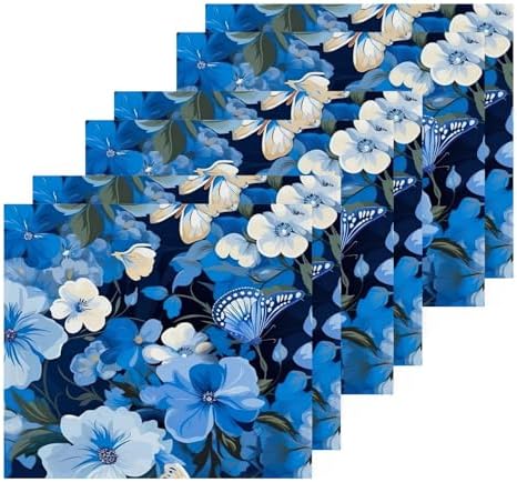 Blue Flower Washcloth Set - Soft Absorbent Reusable Towels for Babies Travelers