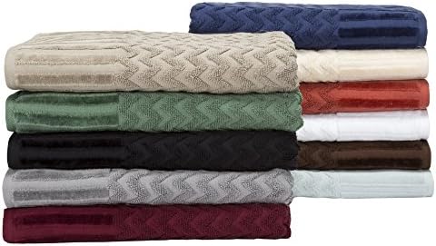 6-Piece Cotton Luxurious Chevron Bath Towels for Home and Relaxation White