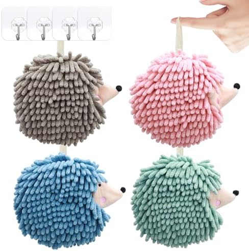 4-Piece Fuzzy Ball Towels