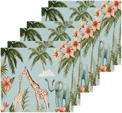 Xigua Giraffes and Elephants Washcloth Set