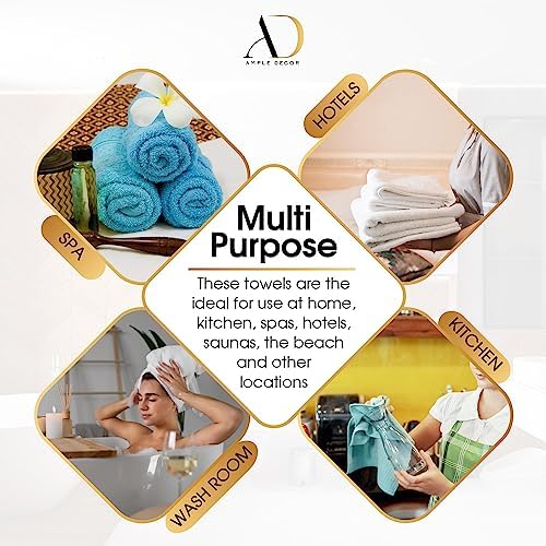 Ample Decor 6 Piece Towel Set - 100 Cotton Quick Dry