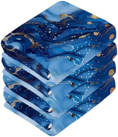 Blue Gold Marble Washcloths 2 Pack