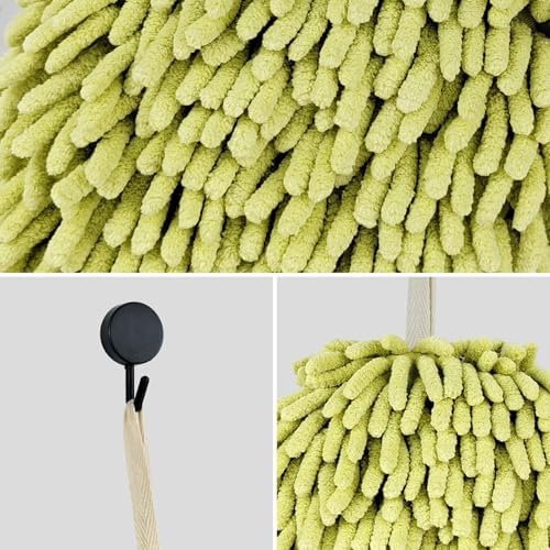 Fuzzy Ball Hand Towel 2-Pack Chenille Towels for Bathroom and Kitchen