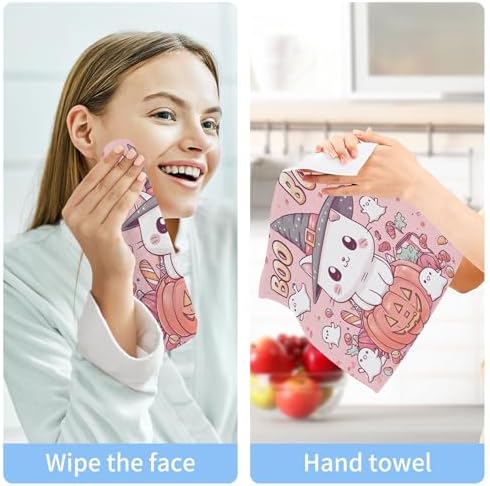 Cute Cat Witch Hat Washcloth Set