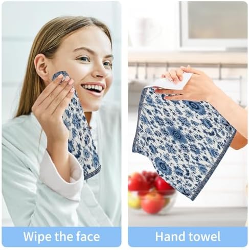 YETTASBIN Blue Texture Washcloths 2 Pack
