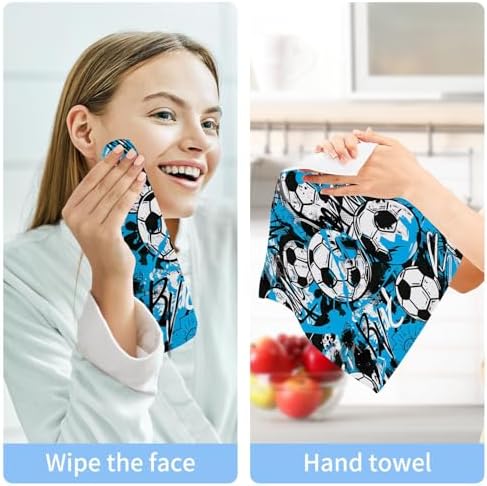 Two-Piece Football Graffiti Washcloth Soft AbsorbentReusable bath towel