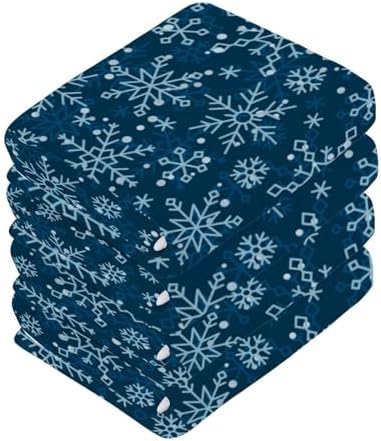 Blue Snowflake Washcloth 2-Pack Soft Absorbent Cotton Baby Face Towels