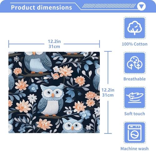 Yettasbin Owl Washcloth 2-Piece Reusable Face Towels