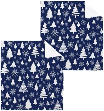 Xigua Christmas Trees Washcloth Set 212 Pcs 12x12inch Fast Drying Multi-Purpose Use