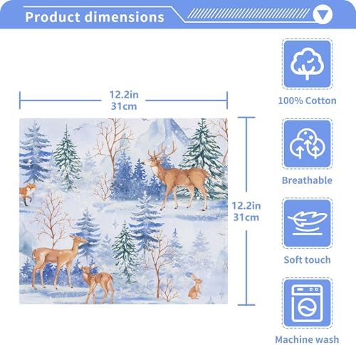 Xigua Cartoon Deer Washcloth Set 12x12 2-12 Fast Drying Absorbent